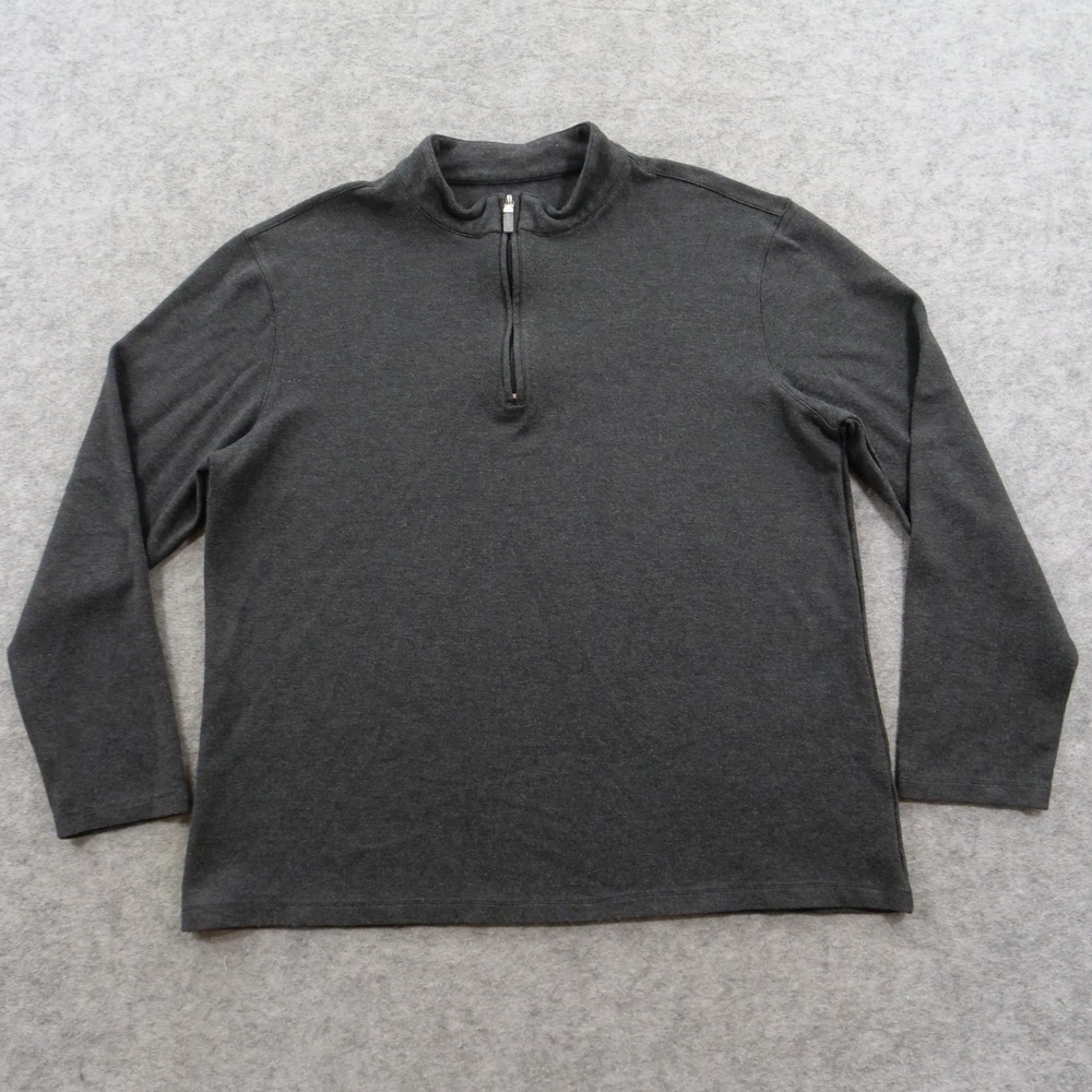 Mizzen + Main Pullover Mens Extra Large Gray Sweater 1/4 Zip Long Sleeve